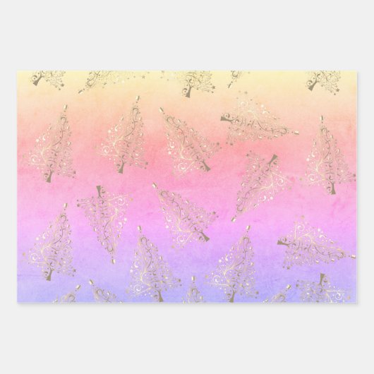 elegant holografisch kerstboompatroon inpakpapier vel (Voorkant)