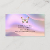 Elegant holografisch vlinderscript visitekaartje (Achterkant)