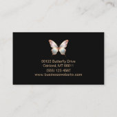 Elegant holografisch vlindersprankelscript visitekaartje (Achterkant)