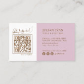 Élégant Holographe Monogramme Carte de visite rose (Dos)