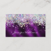 Elegant Holographic Bling Sparkle Glitter Paars Visitekaartje (Voorkant)
