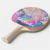 Elegant Holographic Glitter Colorful Tafeltennisbatje (Voorkant Gekanteld)