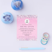 Elegant holographic Glitter Custom Logo Roze Flyer (Enkel)