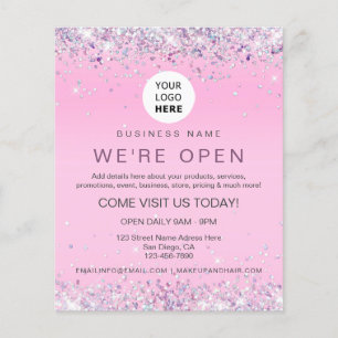 Elegant holographic Glitter Custom Logo Roze Flyer