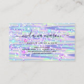Elegant Holographic Glitter Makeup Artist Paars Visitekaartje (Achterkant)