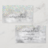 Elegant Holographic Glitter Makeup Artist Silver Visitekaartje (Voorkant / Achterkant)