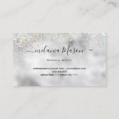 Elegant Holographic Glitter Makeup Artist Silver Visitekaartje (Achterkant)