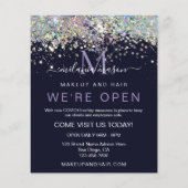 Elegant Holographic Glitter We zijn open Salon Blu Flyer (Achterkant)
