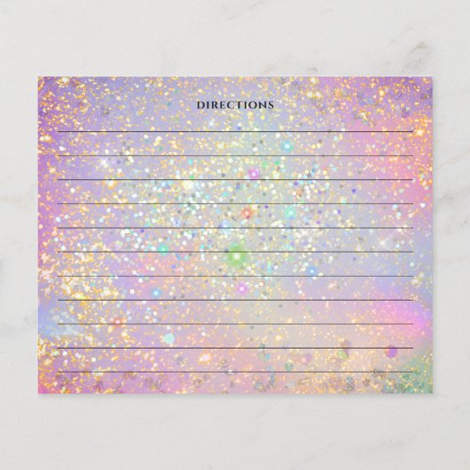 Elegant holographic Gold Pink Glitter Recipe Kaart (Achterkant)