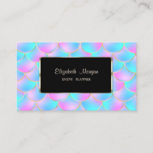 Elegant holographic Mermaid Scales Black Lijst Visitekaartje