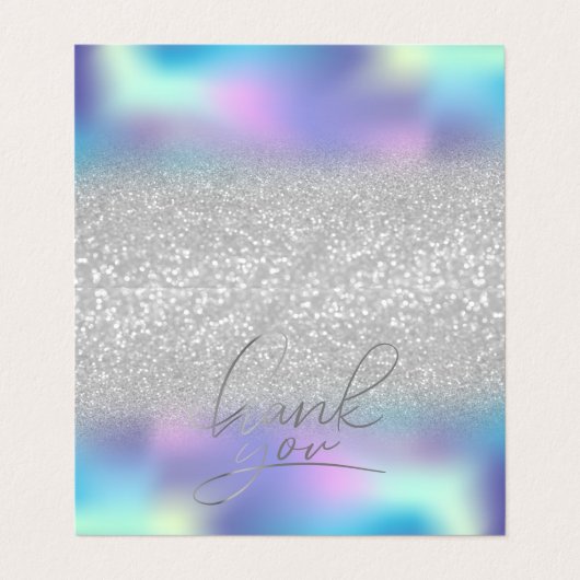 Elegant Holographic Silver Bokeh Hartelijk dank Visitekaartjes (Buitenkant ongevouwen)