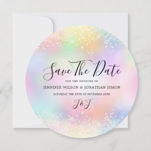 Elegant Holographic Sparkles Glitter Dust Chic Save The Date