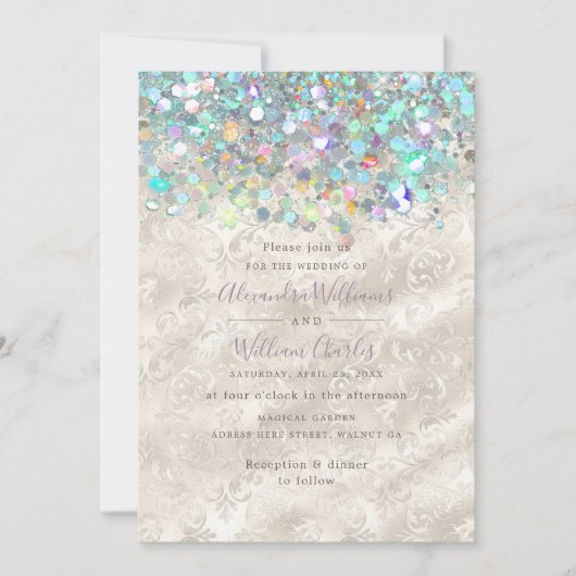Elegant holographic Sparkly Glitter Moderne Ivory Kaart (Voorkant)