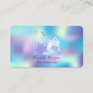 Elegant Holographic Women Yoga Instructor Visitekaartje