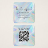 Elégant Holographique Code QR RSVP Mariage site We (Devant & derrière)
