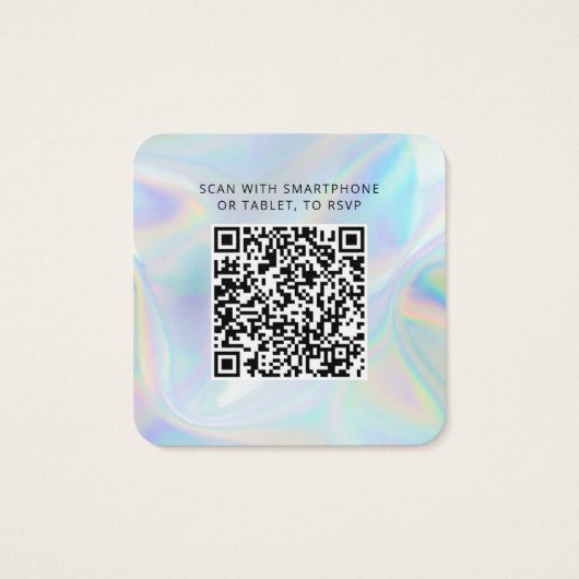 Elégant Holographique Code QR RSVP Mariage site We (Dos)