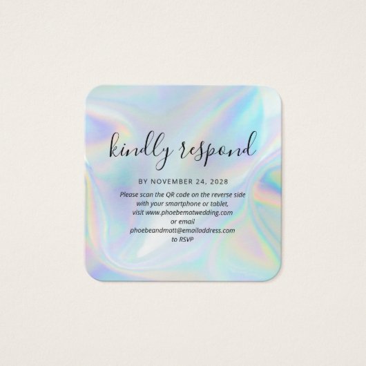 Elégant Holographique Code QR RSVP Mariage site We (Devant)
