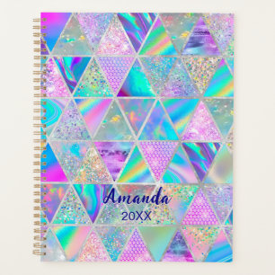 Elégant holographique tendance faux argent géométr