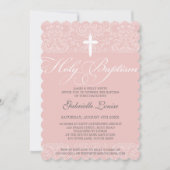 ELEGANT HOLY BAPTISM stijlvol damast script roze Kaart (Voorkant)