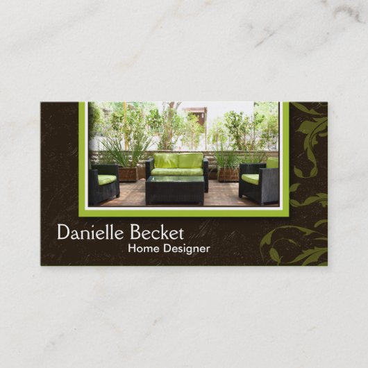Elegant Home Designer Foto Visitekaartje Green (Voorkant)