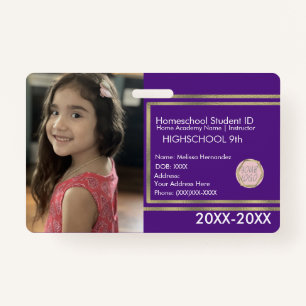 Elegant Homeschoice School ID Paars Gold Logo Badge