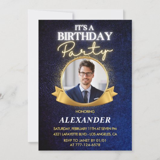 Elégant Homme 48e anniversaire invitations Chic (Devant)