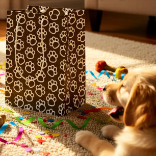 Elegant Hond huisdier poten bruin Medium Cadeauzakje