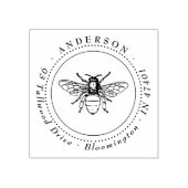Elegant Honey Bee Rond Retouradres Rubberstempel (Afrduk)