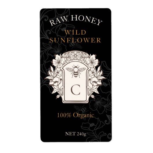 Elegant Honey Queen Bee Honey Jar Label (Voorkant)