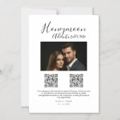 Elegant Honeymoon Fund QR Code Wedding Sign photo Magnetische Uitnodiging (Voorkant)