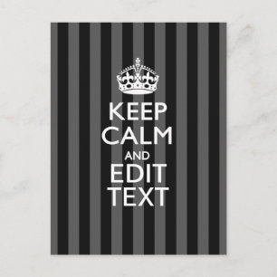 Elegant HOP CALM AND Jouw tekst on Black Stripes Briefkaart