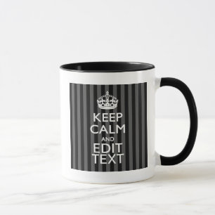 Elegant HOP CALM AND Jouw tekst on Black Stripes Mok