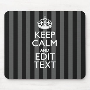 Elegant HOP CALM AND Jouw tekst on Black Stripes Muismat