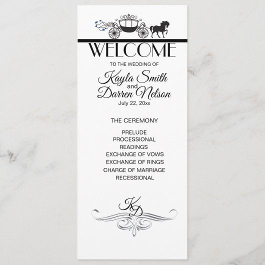 Elegant Horse and Buggy Wedding Party Programma (Voorkant)