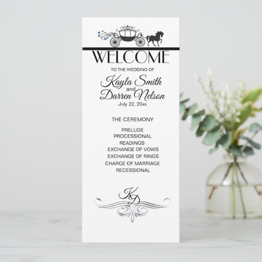 Elegant Horse and Buggy Wedding Party Programma (Staand voorkant)