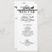 Elegant Horse and Buggy Wedding Party Programma (Voorkant / Achterkant)