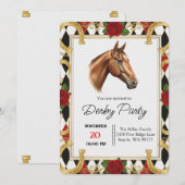Elegant Horse Derby Party Invitation (Devant / Derrière)
