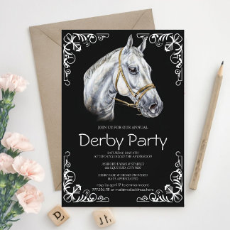 Elegant Horse Derby Party Invitation with Black an Kaart