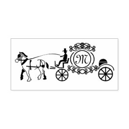 Elegant Horse Drawn Wedding Wagon Monogram Rubberstempel