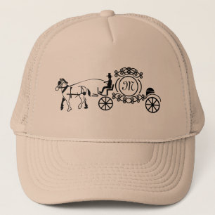 Elegant Horse Drawn Wedding Wagon Monogram Trucker Pet