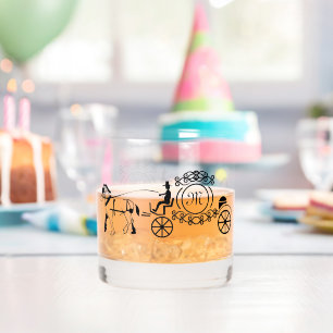 Elegant Horse Drawn Wedding Wagon Monogram Whisky Glas