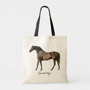 Elegant  Horse Equestrian Custom Name Tote Bag