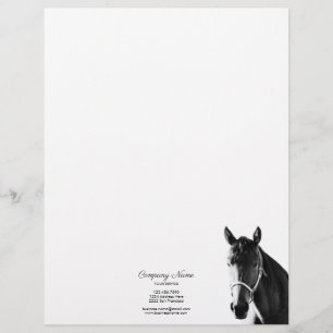 Elegant Horse Head Black White Bottom Letterhead Briefhoofd