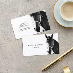 Elegant Horse Head Black White Visitekaartje