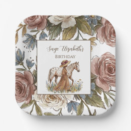 Elegant Horse Lover Birthday  Plate Papieren Bordje