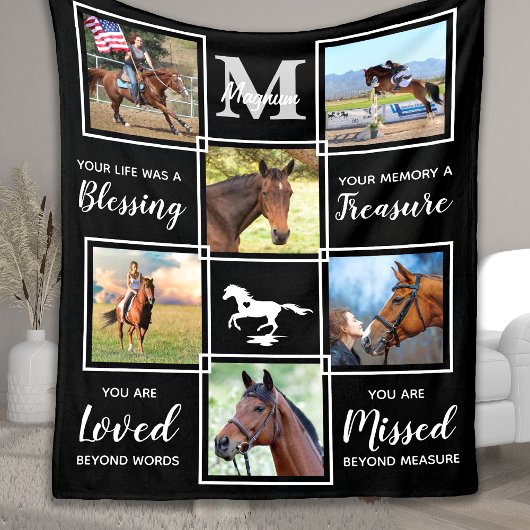 Elegant Horse Memorial Specialized Photo Collage Fleece Deken