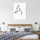 Elegant Horse Portrait Sketch - Premium Canvas Afdruk (Insitu (Slaapkamer))