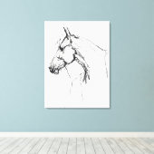 Elegant Horse Portrait Sketch - Premium Canvas Afdruk (Insitu (Houten vloer))