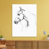 Elegant Horse Portrait Sketch - Premium Canvas Afdruk (Insitu (Woonkamer))