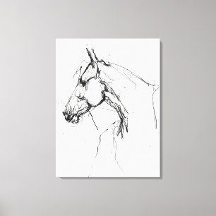 Elegant Horse Portrait Sketch - Premium Canvas Afdruk